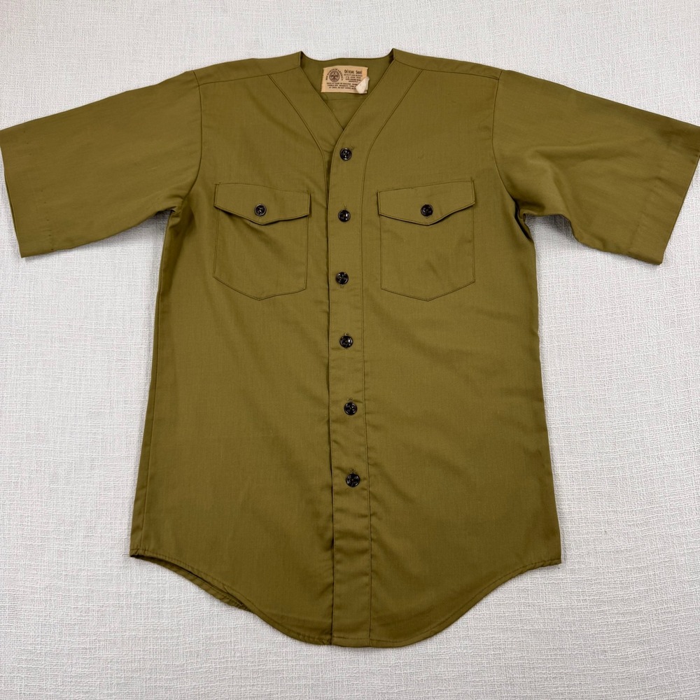 Vintage 60s Boy Scouts of America BSA Official Shirt Olive Green Short Sleeve M